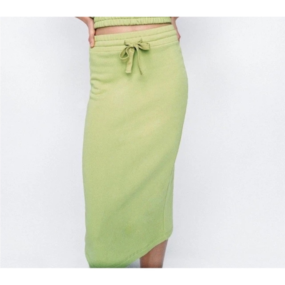 New! Zara Plush Pencil Sweat Skirt Size Small S Pistachio Green 5584/502/511